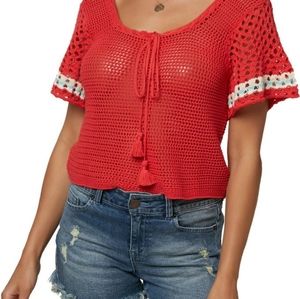 O'Neill Austin Short Sleeve Crocheted Top Medium